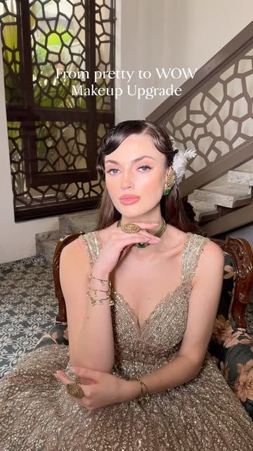 From pretty to wow makeup upgrade in a gold gown